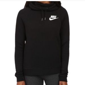 nike black logo hoodie funnel neck